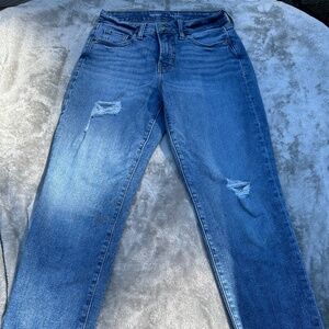 Old Navy Women's Size 2 High-Rise O.G. Straight Medium Wash Distressed Jeans
